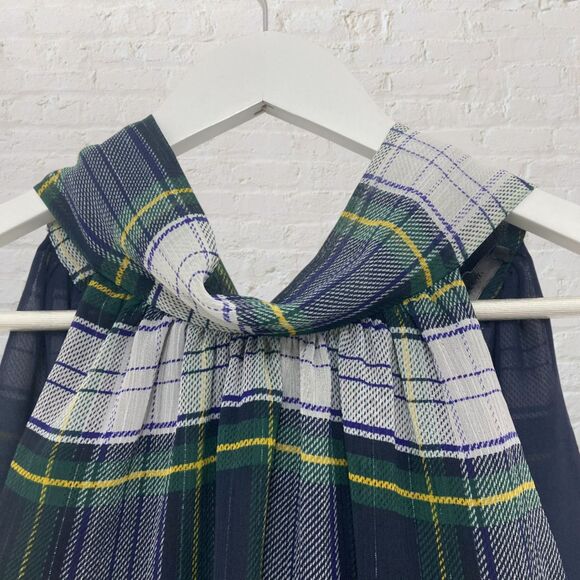 J.Crew Stewart Tartan Halter Tie-Back Chiffon Blouse 14 - Picture 6 of 16